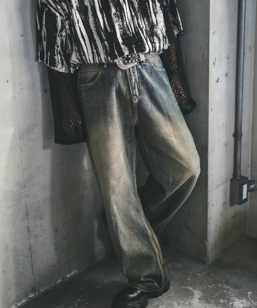 Shoowtime（ショウタイム）の「ワイドストレートヴィンテージウォッシュデニムパンツ（デニムパンツ・メンズ・ライトブルー/ブラック系/ブルー系/ブラウン系・MEDIUM/LARGE/X-LARGE）」の20枚目の写真