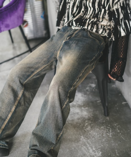 Shoowtime（ショウタイム）の「ワイドストレートヴィンテージウォッシュデニムパンツ（デニムパンツ・メンズ・ライトブルー/ブラック系/ブルー系/ブラウン系・MEDIUM/LARGE/X-LARGE）」の21枚目の写真