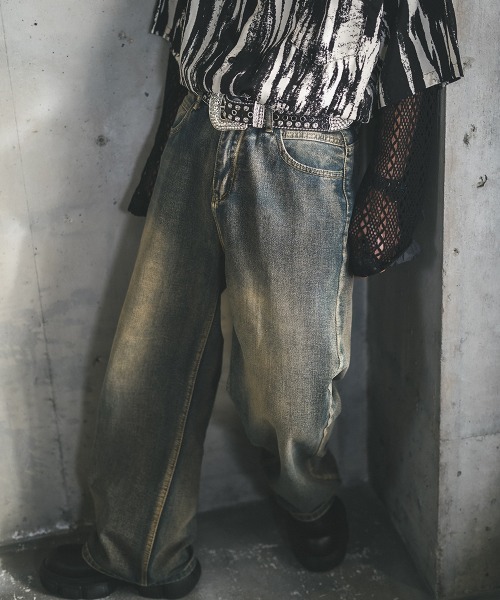 Shoowtime（ショウタイム）の「ワイドストレートヴィンテージウォッシュデニムパンツ（デニムパンツ・メンズ・ライトブルー/ブラック系/ブルー系/ブラウン系・MEDIUM/LARGE/X-LARGE）」の22枚目の写真