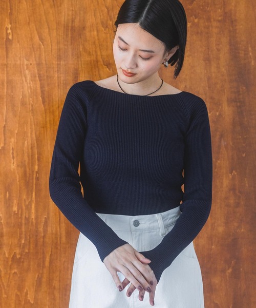 セール】2WAYボートネックプルオーバー_長袖（ニット/セーター）｜A