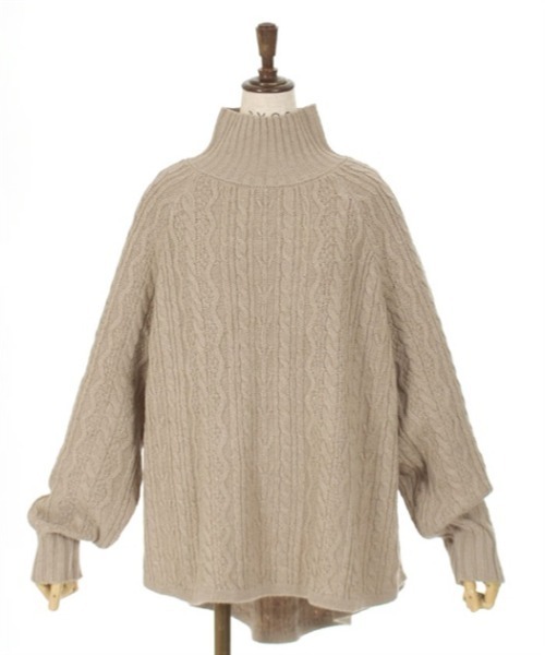 axes femme（アクシーズファム）の「ケーブル柄ハイネックプルオーバー（Tシャツ/カットソー・レディース・グレー/キナリ/ベージュ・MEDIUM）」の3枚目の写真