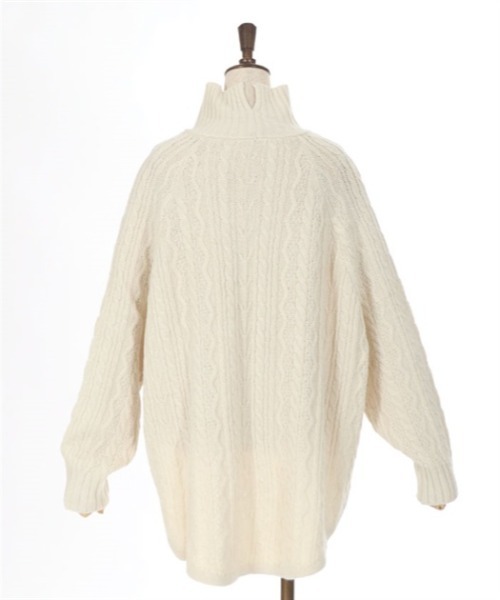 axes femme（アクシーズファム）の「ケーブル柄ハイネックプルオーバー（Tシャツ/カットソー・レディース・グレー/キナリ/ベージュ・MEDIUM）」の8枚目の写真