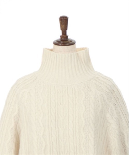 axes femme（アクシーズファム）の「ケーブル柄ハイネックプルオーバー（Tシャツ/カットソー・レディース・グレー/キナリ/ベージュ・MEDIUM）」の9枚目の写真