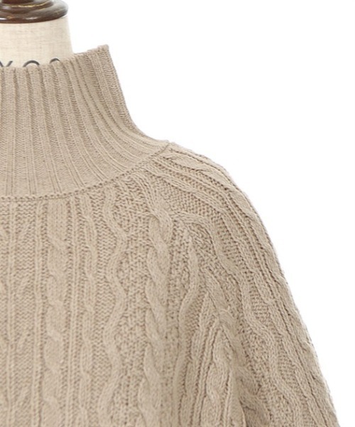 axes femme（アクシーズファム）の「ケーブル柄ハイネックプルオーバー（Tシャツ/カットソー・レディース・グレー/キナリ/ベージュ・MEDIUM）」の19枚目の写真