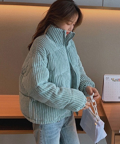 ファー付き中綿ジャケット ミリタリー コーデュロイ ショート丈 y2k ショート丈 ファーダウンジャケット y2k | 古着屋 PINK