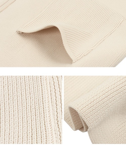 KOBE LETTUCE(コウベレタス)の「ランタンスリーブニットジャケット(ノーカラージャケット・レディース・ホワイト×ブラック/ブラック/アイボリー/グレー・M)」の12枚目の写真