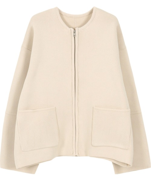 KOBE LETTUCE(コウベレタス)の「ランタンスリーブニットジャケット(ノーカラージャケット・レディース・ホワイト×ブラック/ブラック/アイボリー/グレー・M)」の13枚目の写真