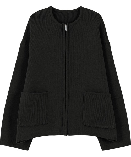 KOBE LETTUCE(コウベレタス)の「ランタンスリーブニットジャケット(ノーカラージャケット・レディース・ホワイト×ブラック/ブラック/アイボリー/グレー・M)」の15枚目の写真