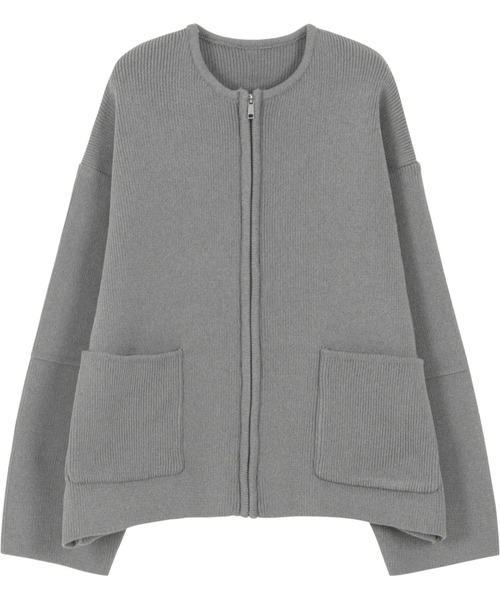 KOBE LETTUCE(コウベレタス)の「ランタンスリーブニットジャケット(ノーカラージャケット・レディース・ホワイト×ブラック/ブラック/アイボリー/グレー・M)」の16枚目の写真