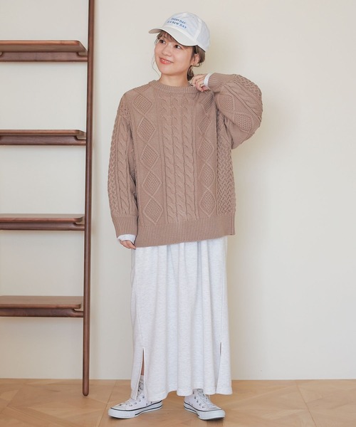 studio CLIP（スタディオクリップ）の「【my fit CLIP/saito企画】着丈選べるケーブルカーディガン（カーディガン/ボレロ・レディース・ライトグレー/ブラック/アイボリー・MEDIUM/LARGE）」の4枚目の写真