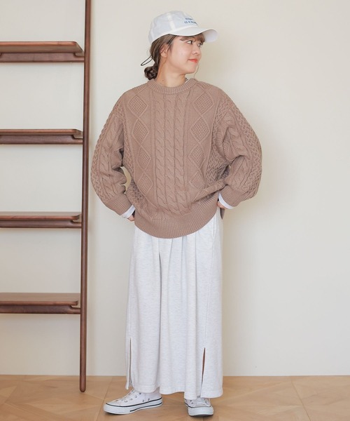 studio CLIP（スタディオクリップ）の「【my fit CLIP/saito企画】着丈選べるケーブルカーディガン（カーディガン/ボレロ・レディース・ライトグレー/ブラック/アイボリー・MEDIUM/LARGE）」の5枚目の写真