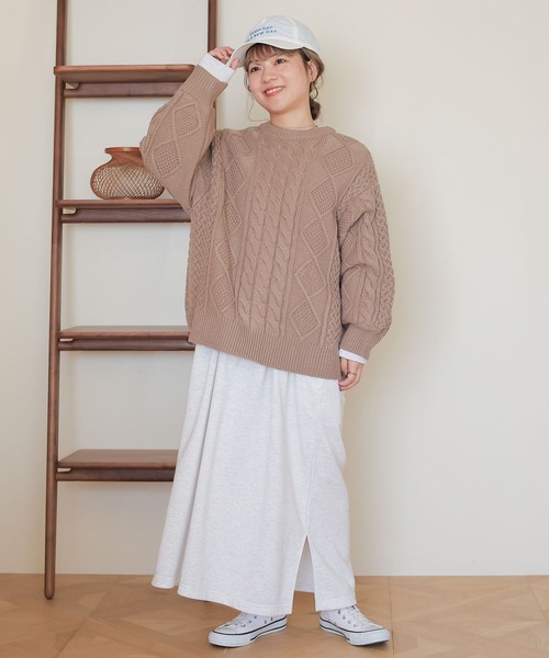 studio CLIP（スタディオクリップ）の「【my fit CLIP/saito企画】着丈選べるケーブルカーディガン（カーディガン/ボレロ・レディース・ライトグレー/ブラック/アイボリー・MEDIUM/LARGE）」の6枚目の写真