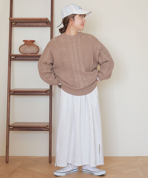 studio CLIP（スタディオクリップ）の「【my fit CLIP/saito企画】着丈選べるケーブルカーディガン（カーディガン/ボレロ・レディース・ライトグレー/ブラック/アイボリー・MEDIUM/LARGE）」の7枚目の写真