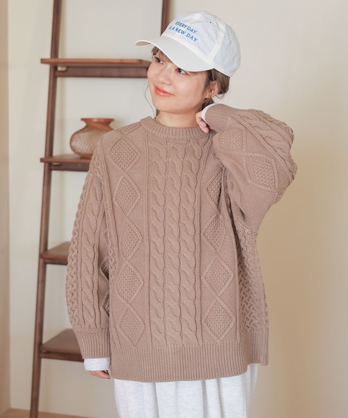 studio CLIP（スタディオクリップ）の「【my fit CLIP/saito企画】着丈選べるケーブルカーディガン（カーディガン/ボレロ・レディース・ライトグレー/ブラック/アイボリー・MEDIUM/LARGE）」の12枚目の写真