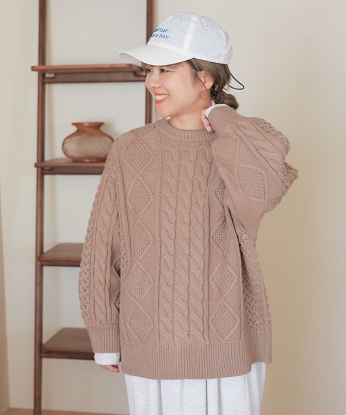 studio CLIP（スタディオクリップ）の「【my fit CLIP/saito企画】着丈選べるケーブルカーディガン（カーディガン/ボレロ・レディース・ライトグレー/ブラック/アイボリー・MEDIUM/LARGE）」の13枚目の写真