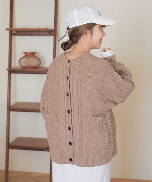 studio CLIP（スタディオクリップ）の「【my fit CLIP/saito企画】着丈選べるケーブルカーディガン（カーディガン/ボレロ・レディース・ライトグレー/ブラック/アイボリー・MEDIUM/LARGE）」の14枚目の写真