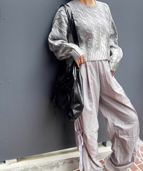 VICKY（ビッキー）の「サイドライントラックパンツ《洗濯機で洗える》（その他パンツ・レディース・パープル/ライトグレー・M）」の4枚目の写真