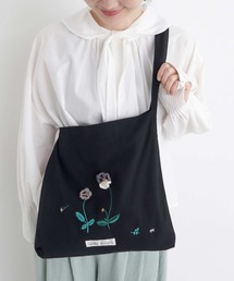 ●ひらひらパンジーかぎ針刺繍　バッグ