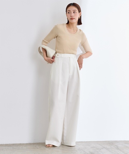 UR'S（ユアーズ）の「ベルトデザインワンタックワイドパンツ（その他パンツ・レディース・ブラック/ホワイト・S/M/L）」の4枚目の写真