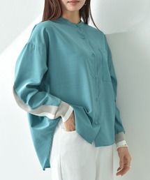 麻調BACKヨークテープ切替シャツ
