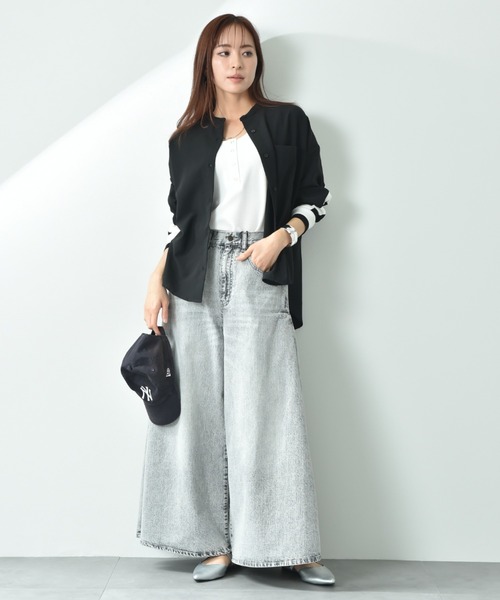 INTERPLANET（インタープラネット）の「麻調ＢＡＣＫヨークテープ切替シャツ（シャツ/ブラウス・レディース・ブラック/アイボリー/ブルー・FREE）」の11枚目の写真