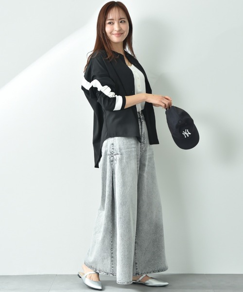 INTERPLANET（インタープラネット）の「麻調ＢＡＣＫヨークテープ切替シャツ（シャツ/ブラウス・レディース・ブラック/アイボリー/ブルー・FREE）」の12枚目の写真