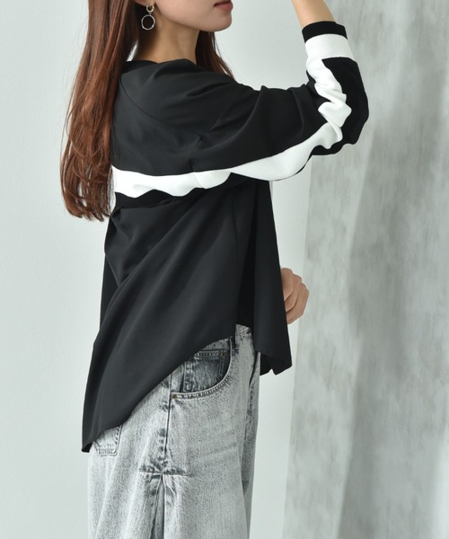 INTERPLANET（インタープラネット）の「麻調ＢＡＣＫヨークテープ切替シャツ（シャツ/ブラウス・レディース・ブラック/アイボリー/ブルー・FREE）」の7枚目の写真