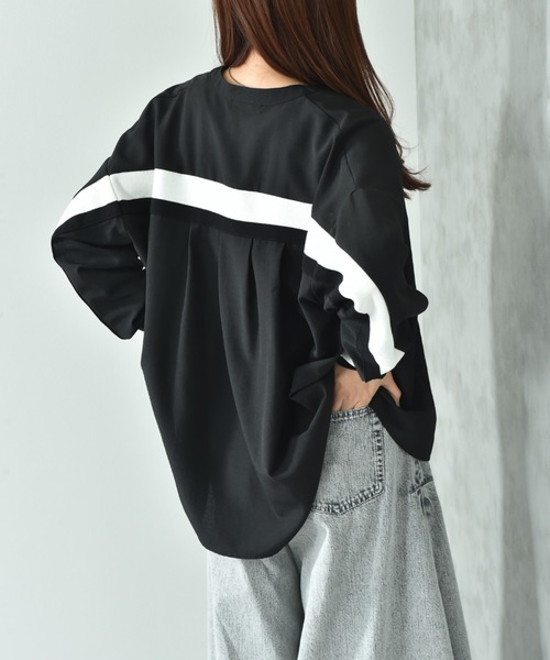 INTERPLANET（インタープラネット）の「麻調ＢＡＣＫヨークテープ切替シャツ（シャツ/ブラウス・レディース・ブラック/アイボリー/ブルー・FREE）」の8枚目の写真