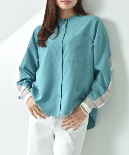 INTERPLANET（インタープラネット）の「麻調ＢＡＣＫヨークテープ切替シャツ（シャツ/ブラウス・レディース・ブラック/アイボリー/ブルー・FREE）」の16枚目の写真