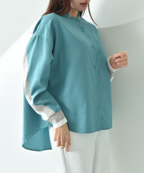 INTERPLANET（インタープラネット）の「麻調ＢＡＣＫヨークテープ切替シャツ（シャツ/ブラウス・レディース・ブラック/アイボリー/ブルー・FREE）」の17枚目の写真