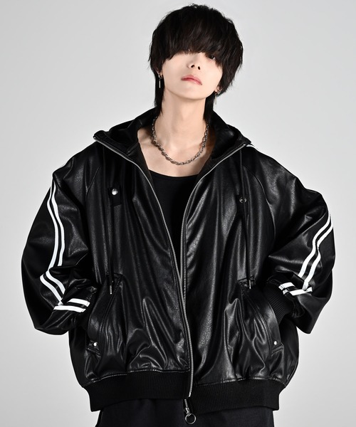 ADRER(Ah[)line sleeve track zip parker jacket / CX[ugbNWbvp[J[WPbg(u])