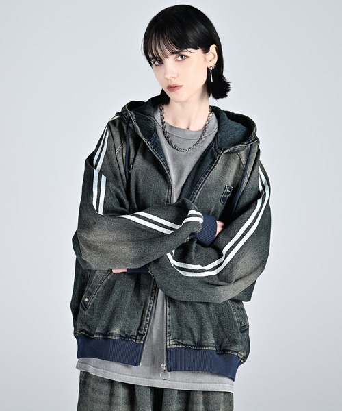 line sleeve track zip parker jacket / ラインスリーブトラックジップパーカージャケット(ブルゾン)|ADRER(アドラー)