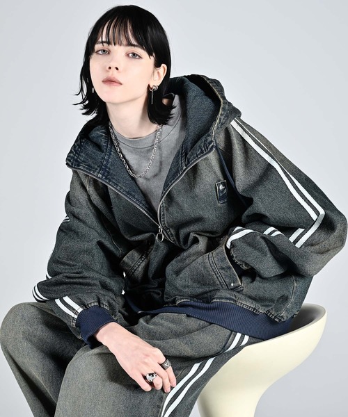 line sleeve track zip parker jacket / ラインスリーブトラックジップパーカージャケット(ブルゾン)|ADRER(アドラー)