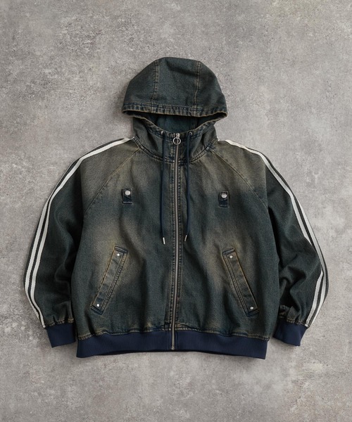 line sleeve track zip parker jacket / ラインスリーブトラックジップ