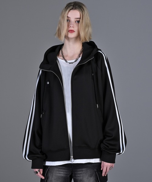 line sleeve track zip parker jacket / ラインスリーブトラックジップパーカージャケット(ブルゾン)|ADRER(アドラー)