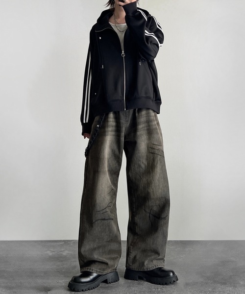 line sleeve track zip parker jacket / ラインスリーブトラックジップパーカージャケット(ブルゾン)|ADRER(アドラー)