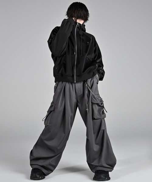 セール】line sleeve track zip parker jacket / ラインスリーブ