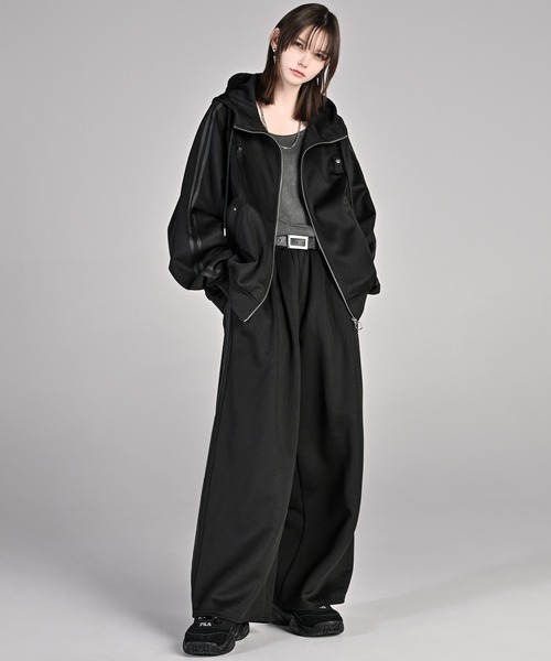 line sleeve track zip parker jacket / ラインスリーブトラックジップパーカージャケット(ブルゾン)|ADRER(アドラー)