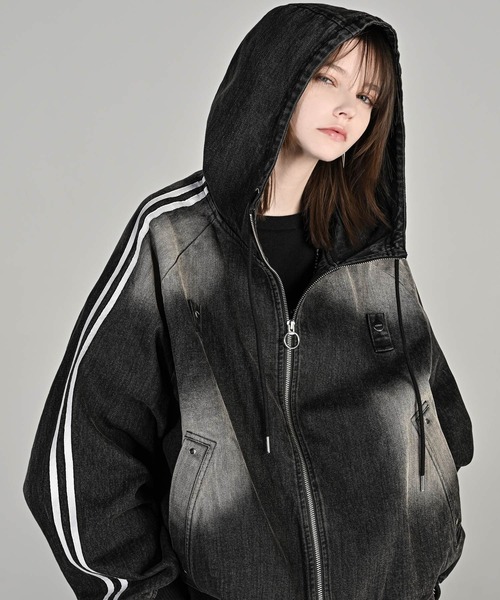 line sleeve track zip parker jacket / ラインスリーブトラックジップパーカージャケット(ブルゾン)|ADRER(アドラー)