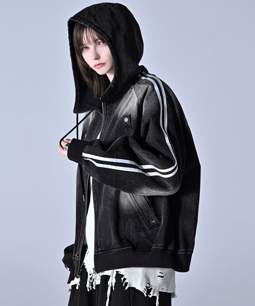 line sleeve track zip parker jacket / ラインスリーブトラックジップパーカージャケット(ブルゾン)|ADRER(アドラー)
