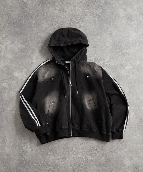 line sleeve track zip parker jacket / ラインスリーブトラックジップパーカージャケット(ブルゾン)|ADRER(アドラー)