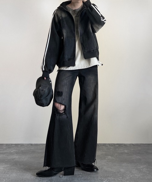 line sleeve track zip parker jacket / ラインスリーブトラックジップパーカージャケット(ブルゾン)|ADRER(アドラー)