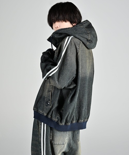 line sleeve track zip parker jacket / ラインスリーブトラックジップ