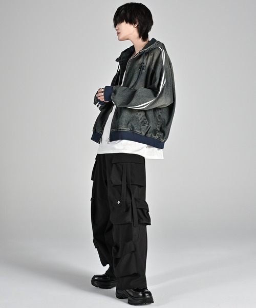 line sleeve track zip parker jacket / ラインスリーブトラック