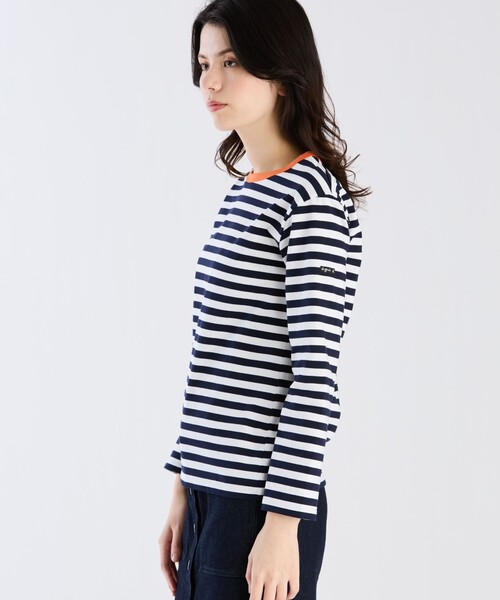 agnes b.（アニエスベー）の「細ボーダー コットン 長袖 Tシャツ