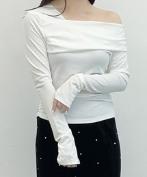 ワンショルダー スリムTシャツ