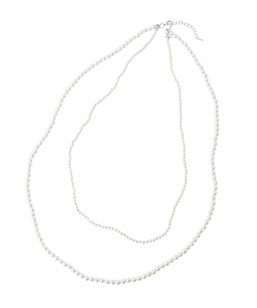 a.v.v（アーヴェヴェ）の「コサージュ付き二連ネックレス（ネックレス・レディース・ベージュ/ネイビー・38）」の4枚目の写真