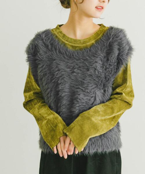 ITEMS URBANRESEARCH(アイテムズ アーバンリサーチ)の「シャギーショートニットベスト(ベスト・レディース・ブラウン/グレー/グレー系その他・FREE)」の4枚目の写真