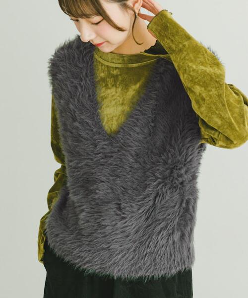 ITEMS URBANRESEARCH(アイテムズ アーバンリサーチ)の「シャギーショートニットベスト(ベスト・レディース・ブラウン/グレー/グレー系その他・FREE)」の5枚目の写真