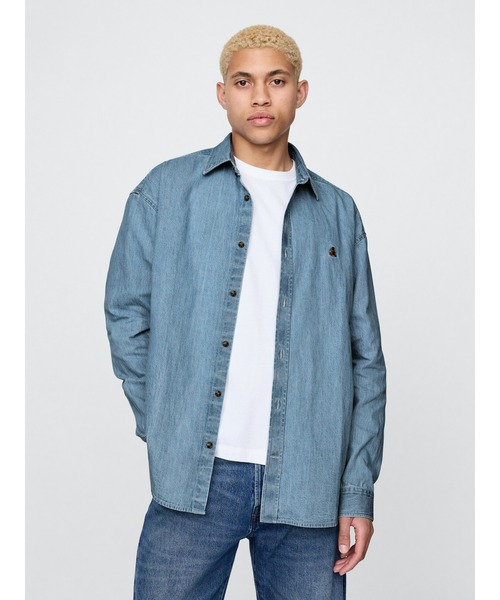 GAP（ギャップ）の「ブラナンベア デニム ビッグシャツ（シャツ/ブラウス・メンズ・インディゴブルー/ライトインディゴブルー・XL/XS/M/L/S）」の17枚目の写真
